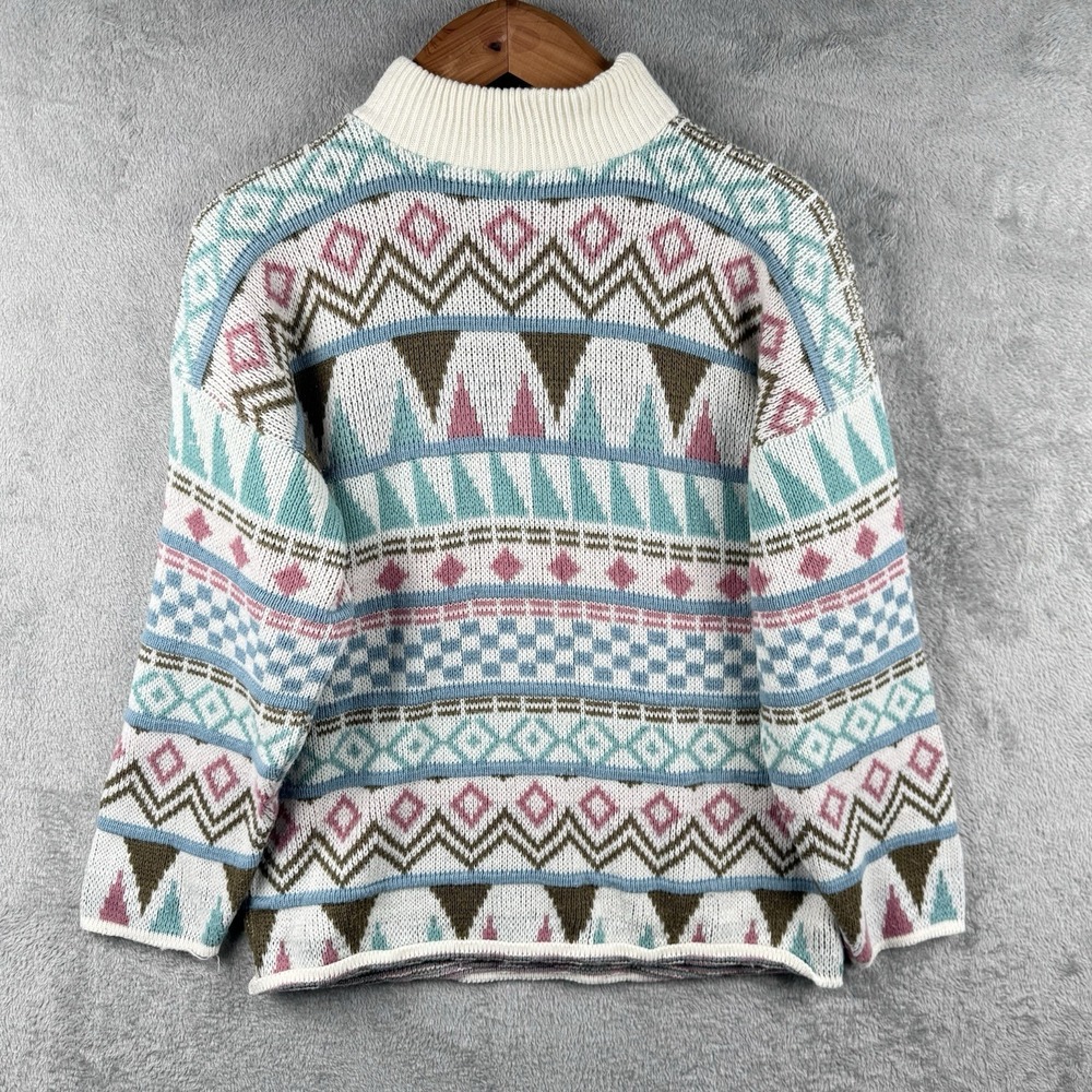 Croquet Club Vintage 90s Geometric Pullover Sweater Womens M Made in USA Knit